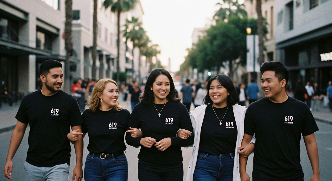 Downtown San Diego walkable streets and public transit near 619 Recovery